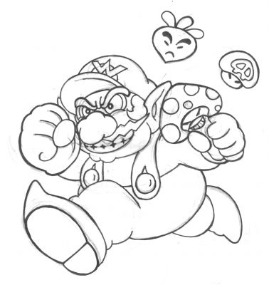 Wario
Once planned to color this one. Wario's holding the oldschool Poison Mushroom! 
