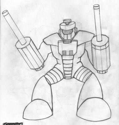 Nintendo Power Sparkman
One day i looked at the odd way Nintendo power drew Sparkman. Kind of armored and wierd. I wondered if he'd look cooler buffed out, kinda like Ruby Spears style.

I think this is the most disturbing version of a MM3 robot master I've ever done. 

What have I wrought upon the world?
Keywords: Spark_mm