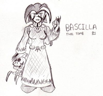 Dark Blue: Grave Reverend/ Bascilla the Tomb
Grave Reverend/ Bascilla the Tomb, a robot of Dr. Light's in Dark Blue with a talent for raising the dead. This newer version has a pet Skull Spider, a minor enemy with a plasma gun in its mouth. Her Master Weapon is pretty cool when Megaman gets his hands on it, but I'll save the details for a different time.
