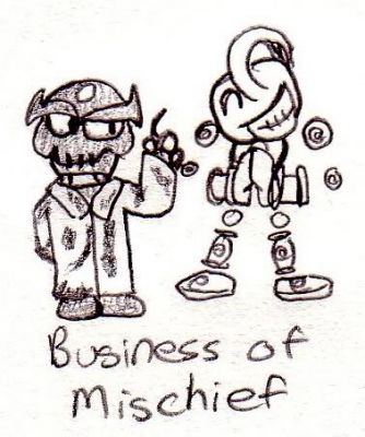 Business of Mischief
No, I'm not starting a mini-chibi-spoof-comic-thing (yet). I just wanted to Chibi these two out and see what happened.

This image is currently being CG'ed by Crystalgirl, and will probably find a more permanent home in my signature soon...
Keywords: General;Cut;Mesmer;