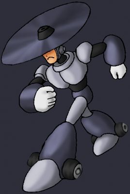 Spinman
Art for Spinman of the Evil 8. Not much to say about this guy. He spins.

Spinman was designed by Lennon of the Mechaniacal Maniacs based on characters by Capcom. Drawing by me. 
Keywords: Spin