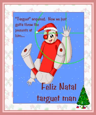 To Tarquetman From MegaMan N
MMN gifts Tarquetman with a fun drawing of his character. I don't know why or how his legs are positioned like that, but I'd rather not think about it.
Keywords: tarquetman;megamann;christmas;santa