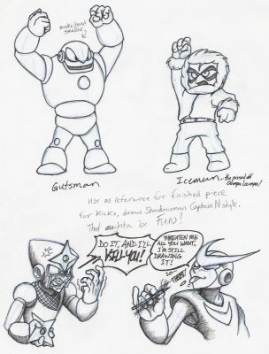 S6 'Captain N-style' 
At least some of you have to remember watching this show in 1989, some of the original robot masters were shown.
Keywords: Guts;Ice;Shadow;Quick