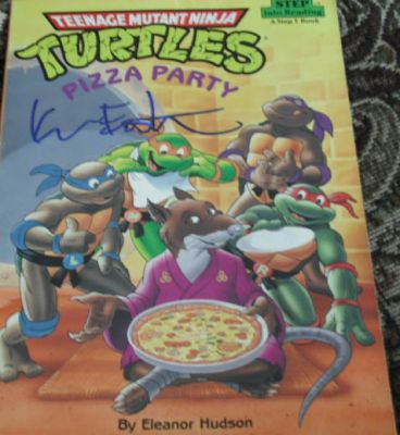 Day 3: 03- TMNT children's book signed as well
I had this one once. There's a recipe in the back for mini-pizzas that I forced my mom to make a few time.

