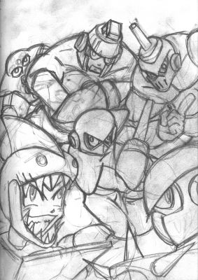 Sinister Six PC scribbles
Was going to color this .... still might... 
Keywords: Torch;Wave;Shark;Bit;Oil;Blade
