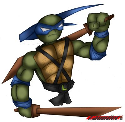 TMNT: Leo
Leonardo leads! The last of the regular turtles done based off his original toy. 

Leo was always my least fav turtle. He was cool and all, but sort of a teacher's pet. And nobody likes the teacher's pet. Still, I'd say he acts less so in the new cartoon. 

Even though he's my least favorite turtle, leo still kicks the ass of all other garden variety ninjas! 
