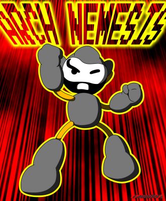 Arch Nemesis
This is the Arch Nemesis, villain for the old Megaman 5 team Darkman's Robot Warriors.  Arch is a fun low-level threat from a fun old series of fan fiction.  I think this is the only art of him to have ever been made.  His head was VERY hard to figure out.  His creator - Sanityisoverrated - made a banner that featured the only non-8-bit art of him, but it was crude and difficult to really use as a reference.  I did my best to capture his essence.
