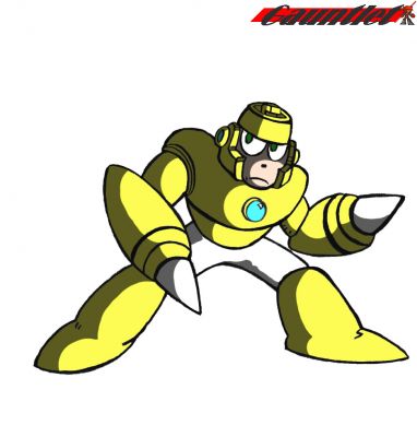 Bitman
This was made for an old April Fool's Day project - "official" art for the Megaman PC games.  With an eye towards making it look like something that Rozner Labs would actually make, so it's shamelessly traced.  It was done a long while ago, so it was done by hand.  If I did it now it'd turn out much better.
Keywords: Bit