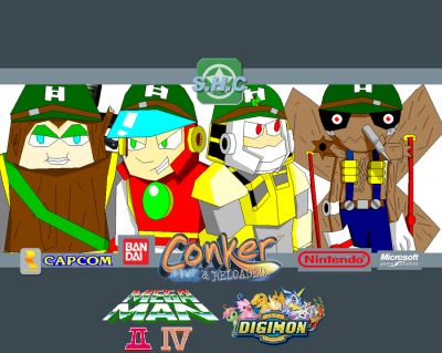 Scorch - Pharaoh Team
The Pharaoh Team as the S.H.C.

The S.H.C. are the goods of the Conker series...

also the Pharaoh Team are the goods in this war, they are the rivals and archienemies of the Mechanical Maniacs...
Keywords: Wood;Crash;Pharaoh
