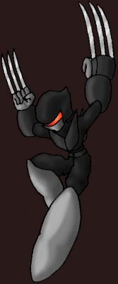 Clawman
Art for Clawman of the Evil Eight. This one is a ninja with claws.

Clawman was designed by Lennon of the Mechanical Maniacs based on characters by Capcom. Drawing by me. 
Keywords: Claw