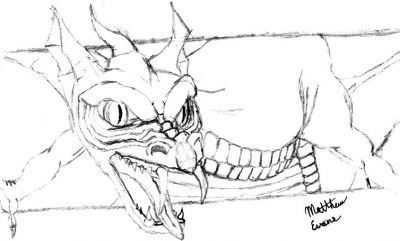 Matt Hatter - A Dragon
"A highly detailed drawing of a dragon's head from the front of a -really- old Dungeons and Dragons box"
Keywords: AXE